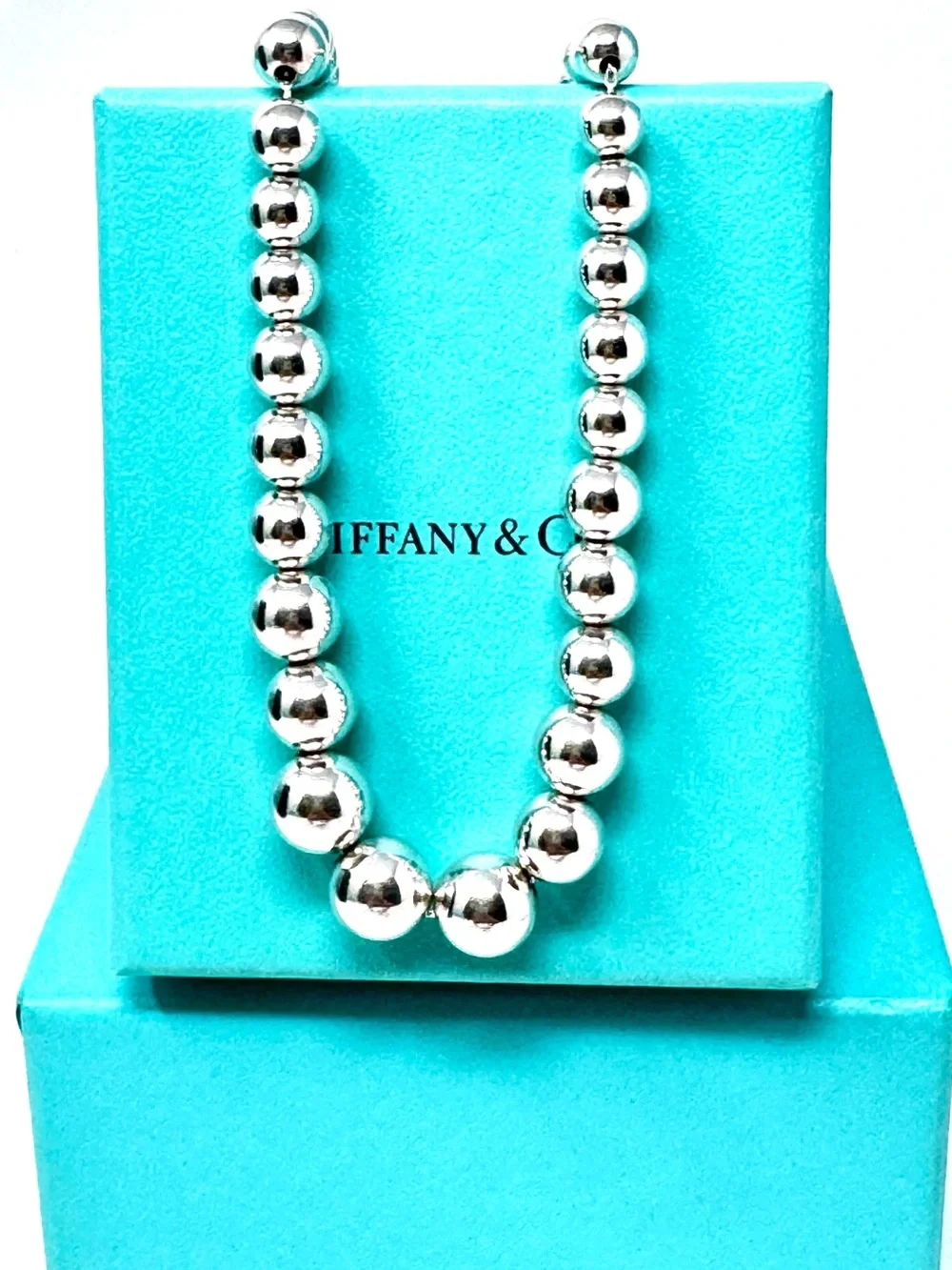 Authentic Tiffany & Co. Graduated Ball Beaded Necklace.